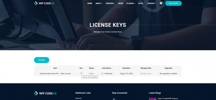 Activate & Manage Your License - Documentation | Ultimate Client Dash